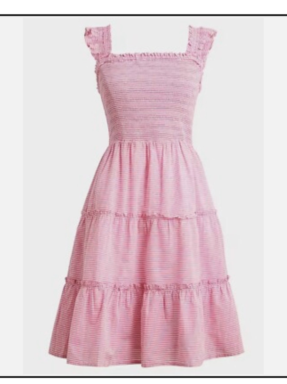 J.Crew pink striped ruffled sundress.